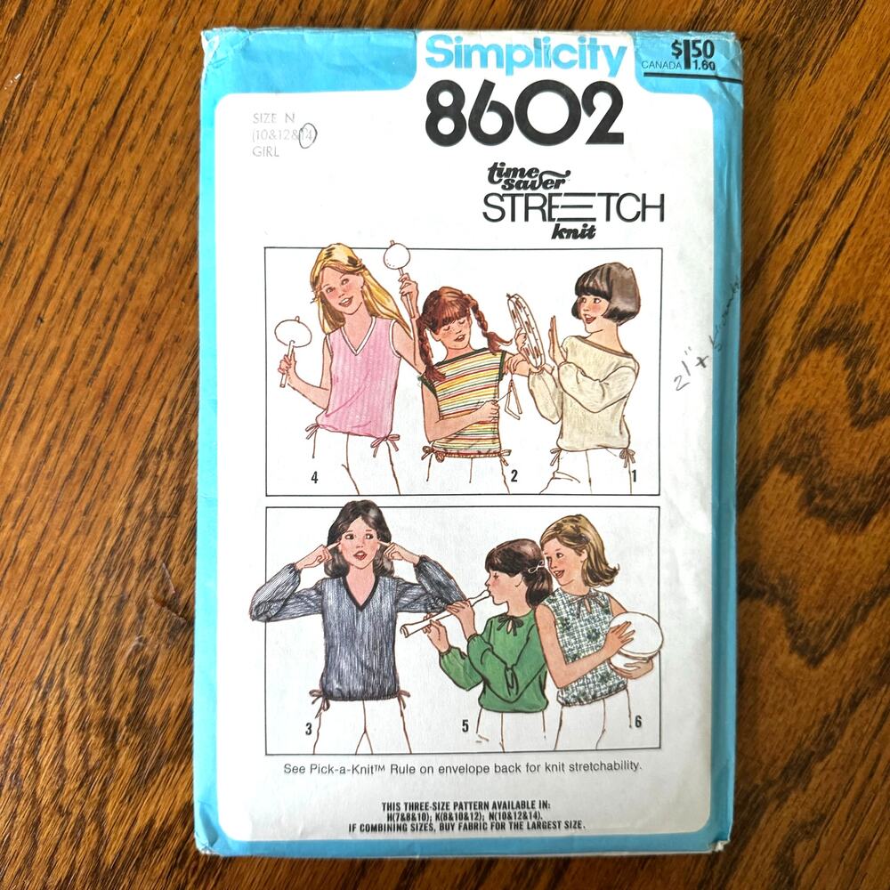 Vintage 1970s Simplicity 8602 Sewing Pattern Size XS - S Top Variations COMPLETE